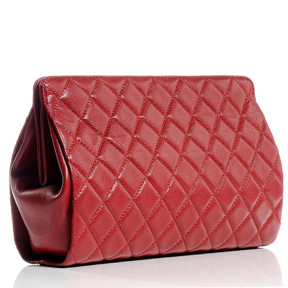 Chanel Caviar Quilted CC Large Clutch Red 3 of 8