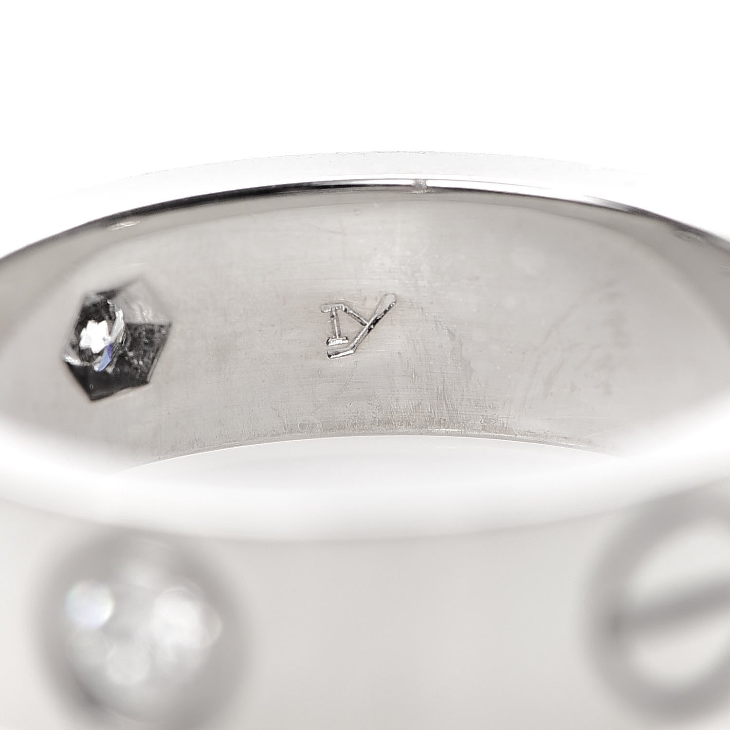 Cartier 18K White Gold 3 Diamond 5.5mm LOVE Ring 50 5.25 5 of 5