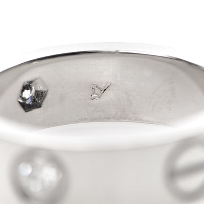 Cartier 18K White Gold 3 Diamond 5.5mm LOVE Ring 50 5.25 5 of 5