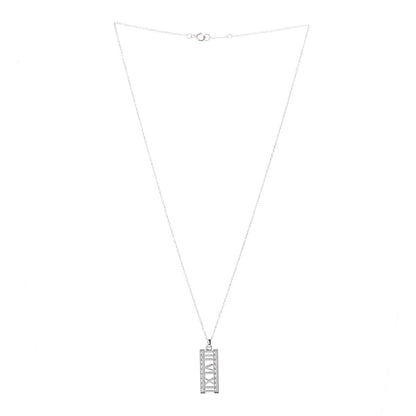 Tiffany 18K White Gold Diamond Atlas Bar Pendant Necklace 3 of 4