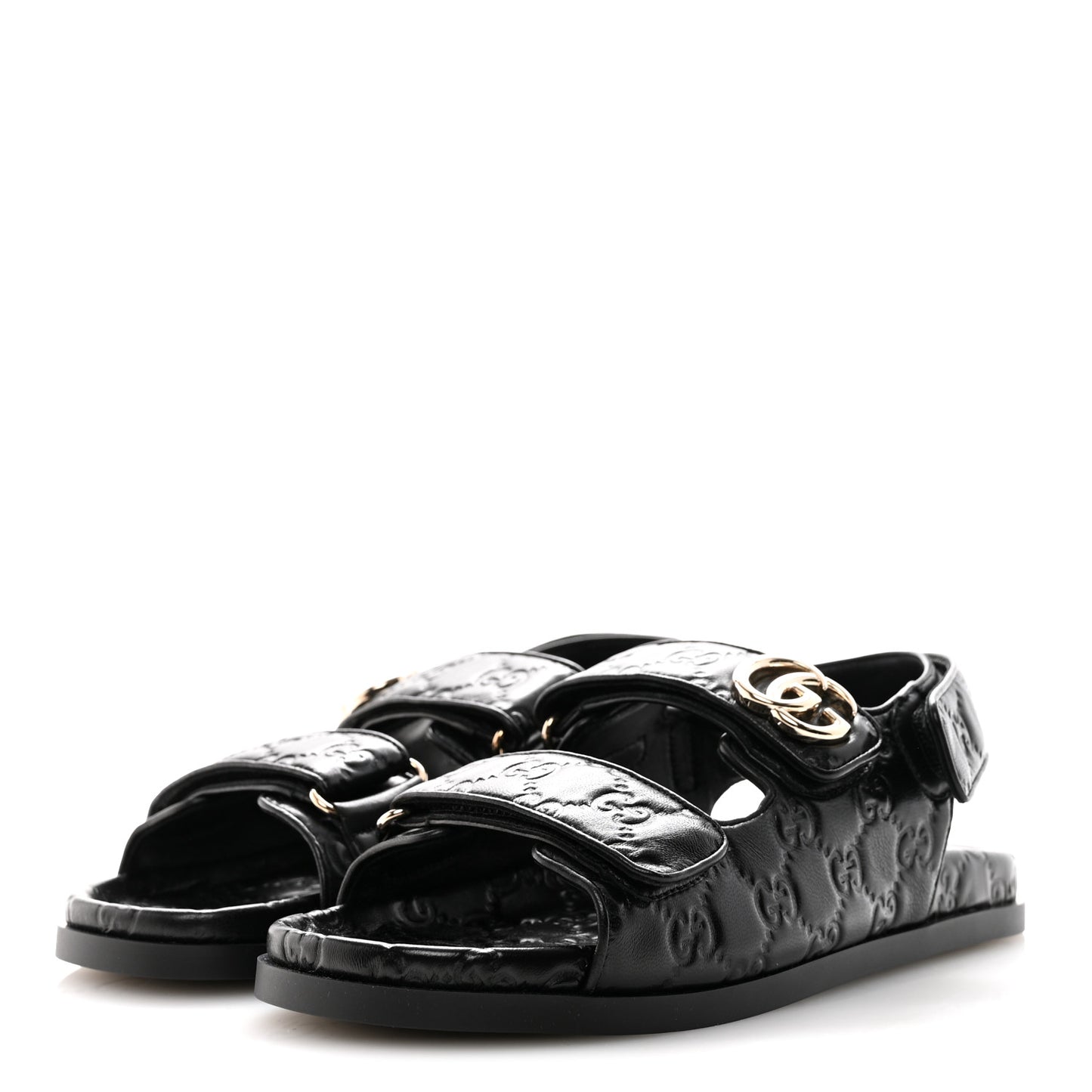 Guccissima GG Embossed Womens Sandals 38 Black