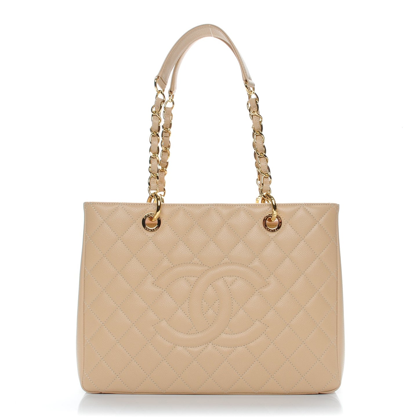 Caviar Quilted Grand Shopping Tote GST Beige Clair