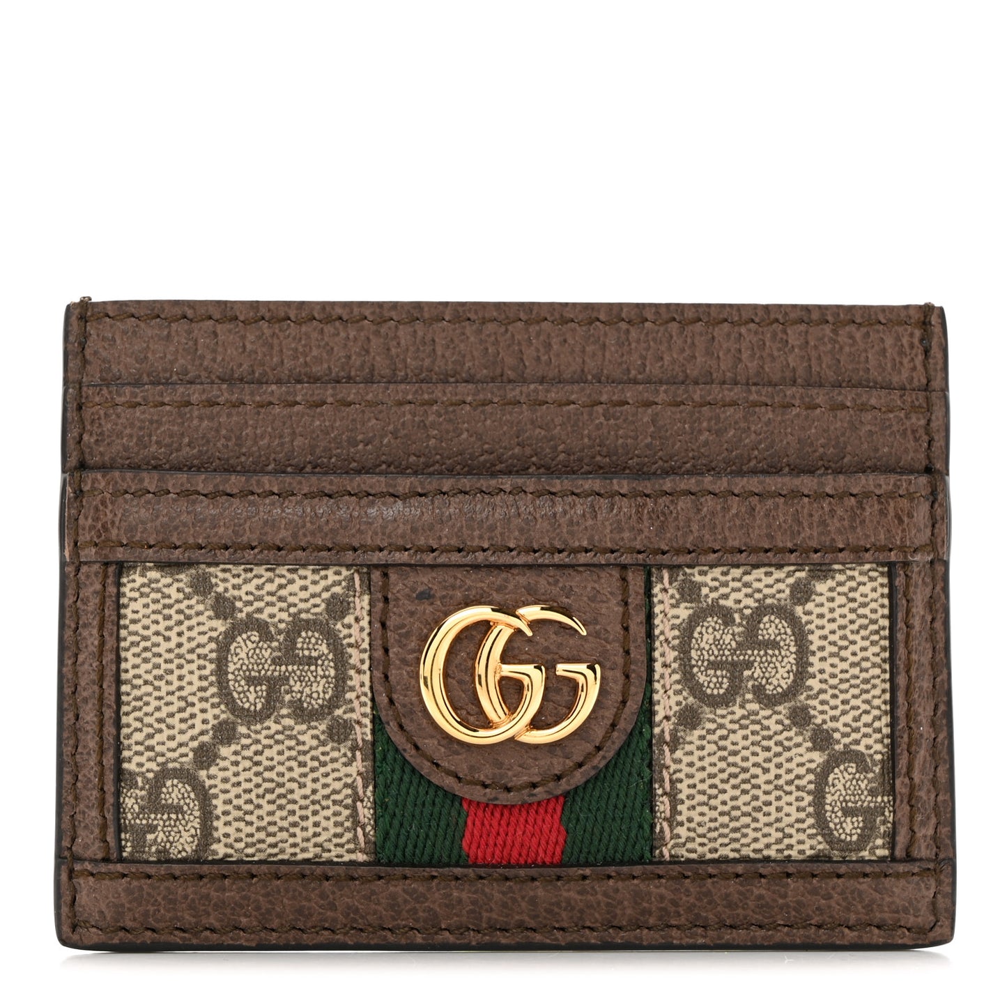 GG Supreme Monogram Ophidia Card Holder Brown