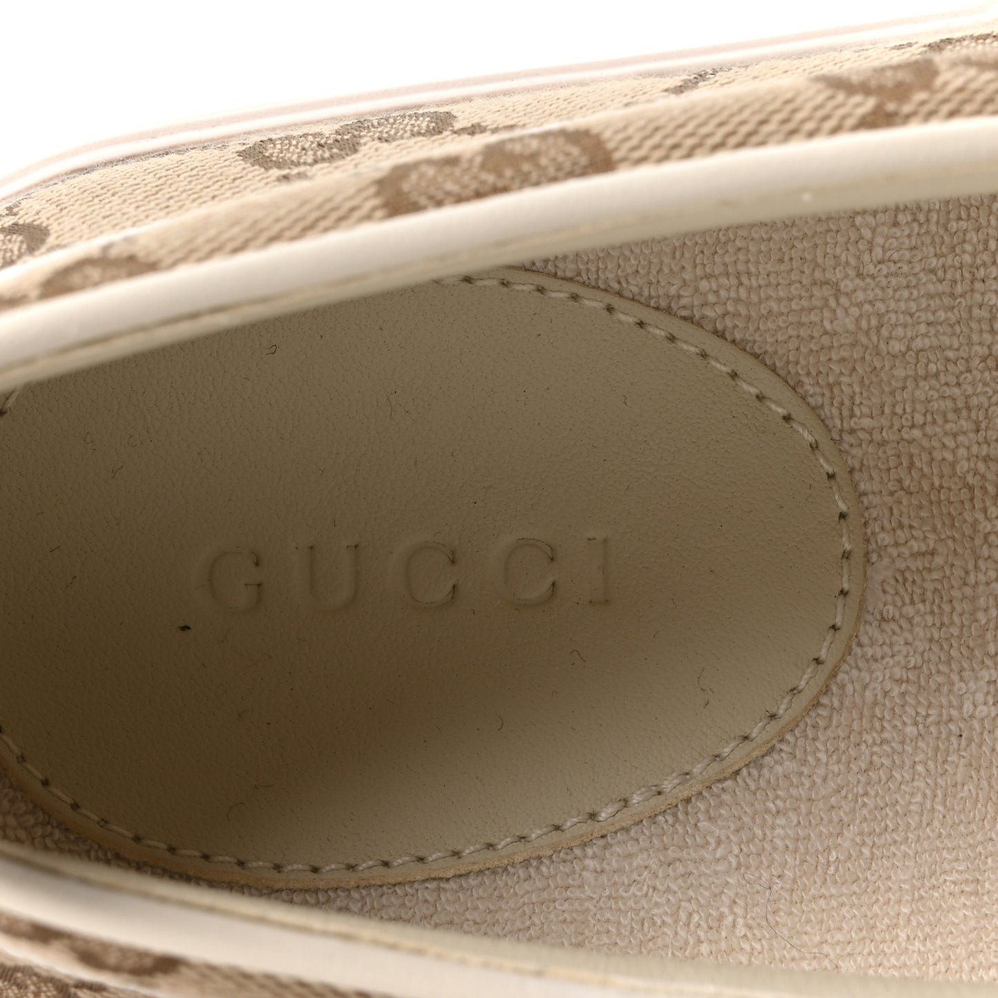 New Canvas GG Monogram Womens Slip On 30mm Sneakers 38 Beige Ebony Mystic White