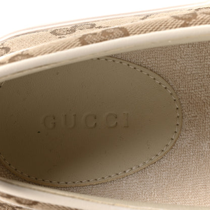 Gucci New Canvas GG Monogram Womens Slip On 30mm Sneakers 38 Beige Ebony Mystic White 8 of 9
