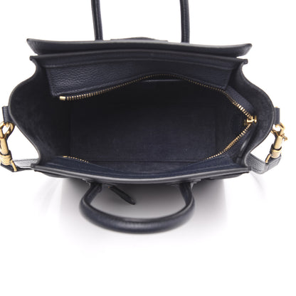 Celine Drummed Calfskin Nano Luggage Navy Blue 5 of 10