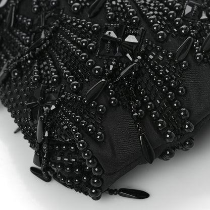 Jimmy Choo Satin Bead Embellished Callie Fringe Tassel Chain Evening Bag Black 7 of 8
