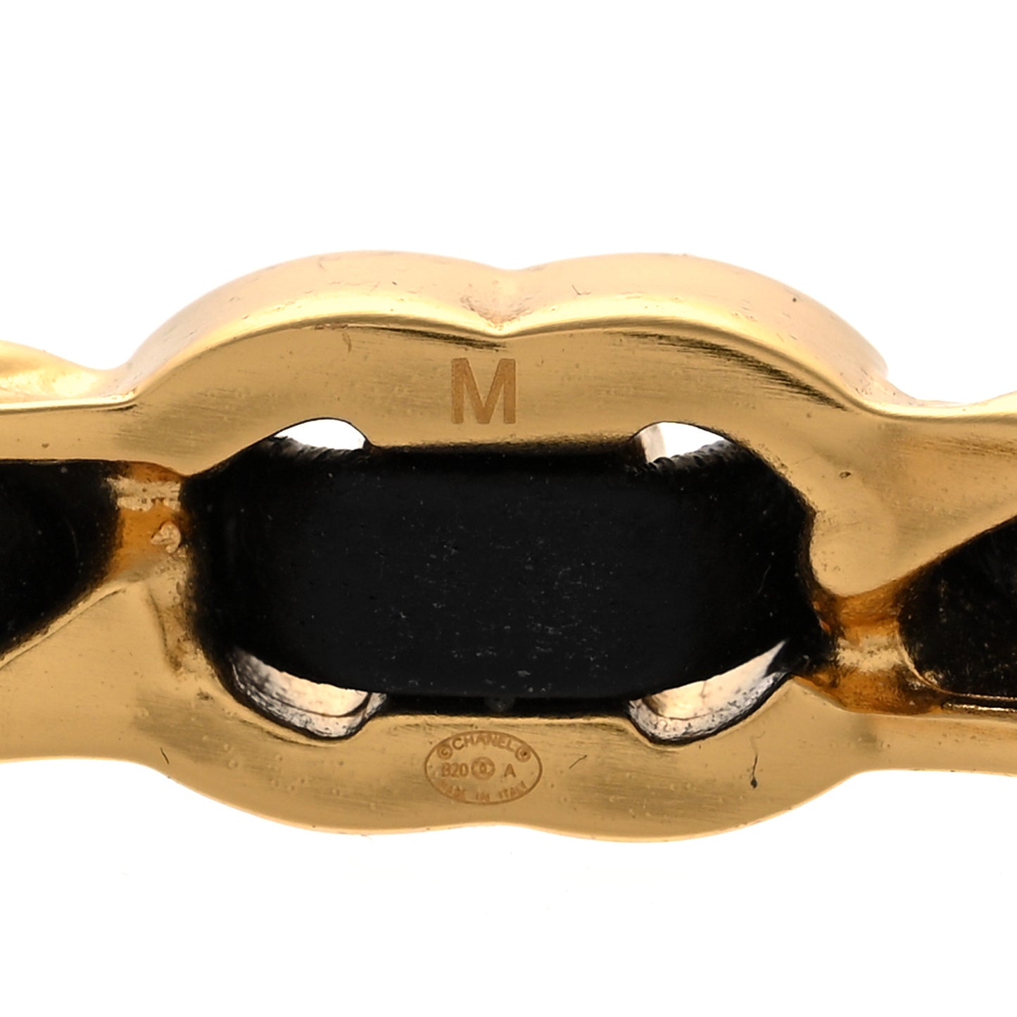 Lambskin Pearl CC Cuff Bracelet M Black Gold
