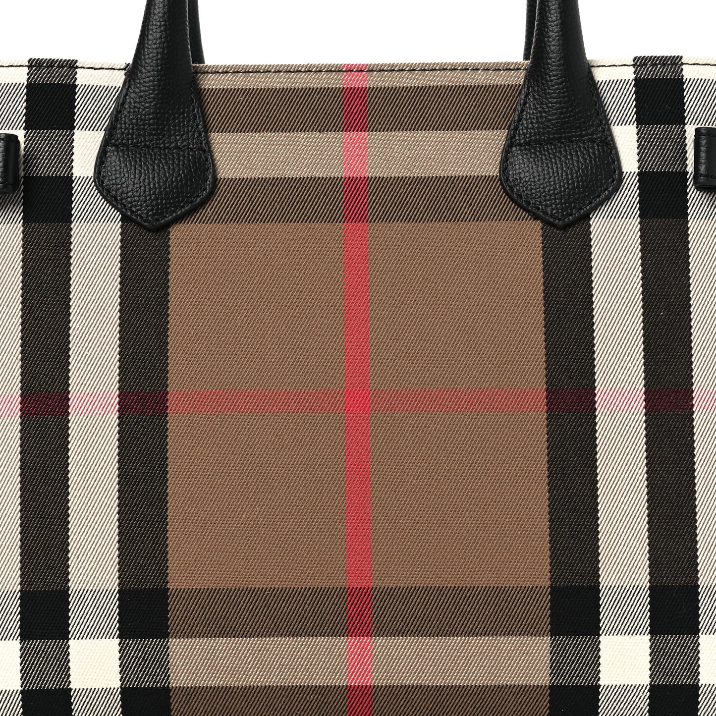 House Check Grainy Calfskin Medium Banner Tote Black
