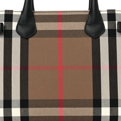 Burberry House Check Grainy Calfskin Medium Banner Tote Black 8 of 10