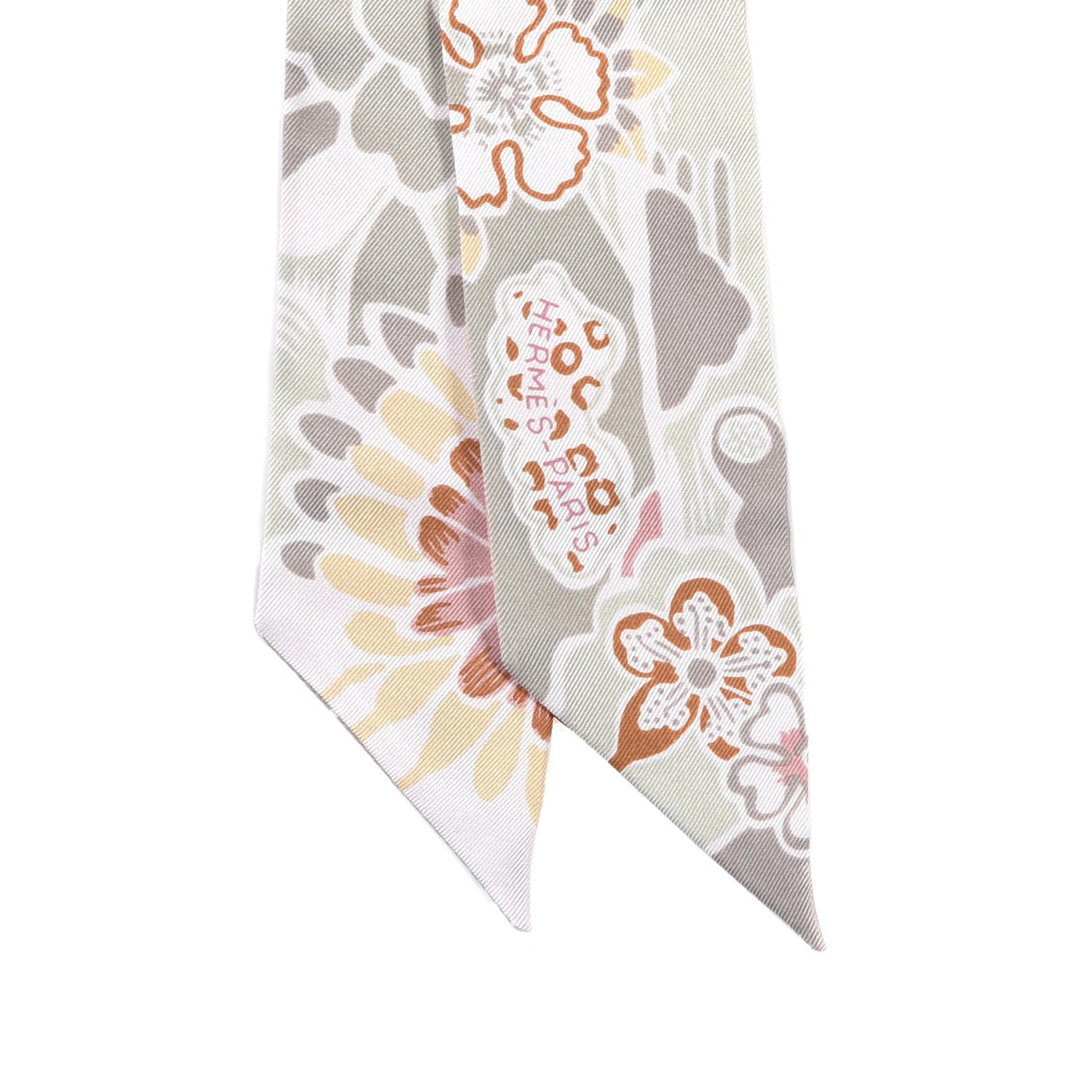 Hermes Silk Bingata Twilly Vieux Rose Vert De Eau 2 of 4