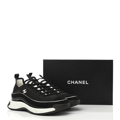 Chanel Velvet Calfskin Mixed Fibers CC Sneakers 41 Black 12 of 12
