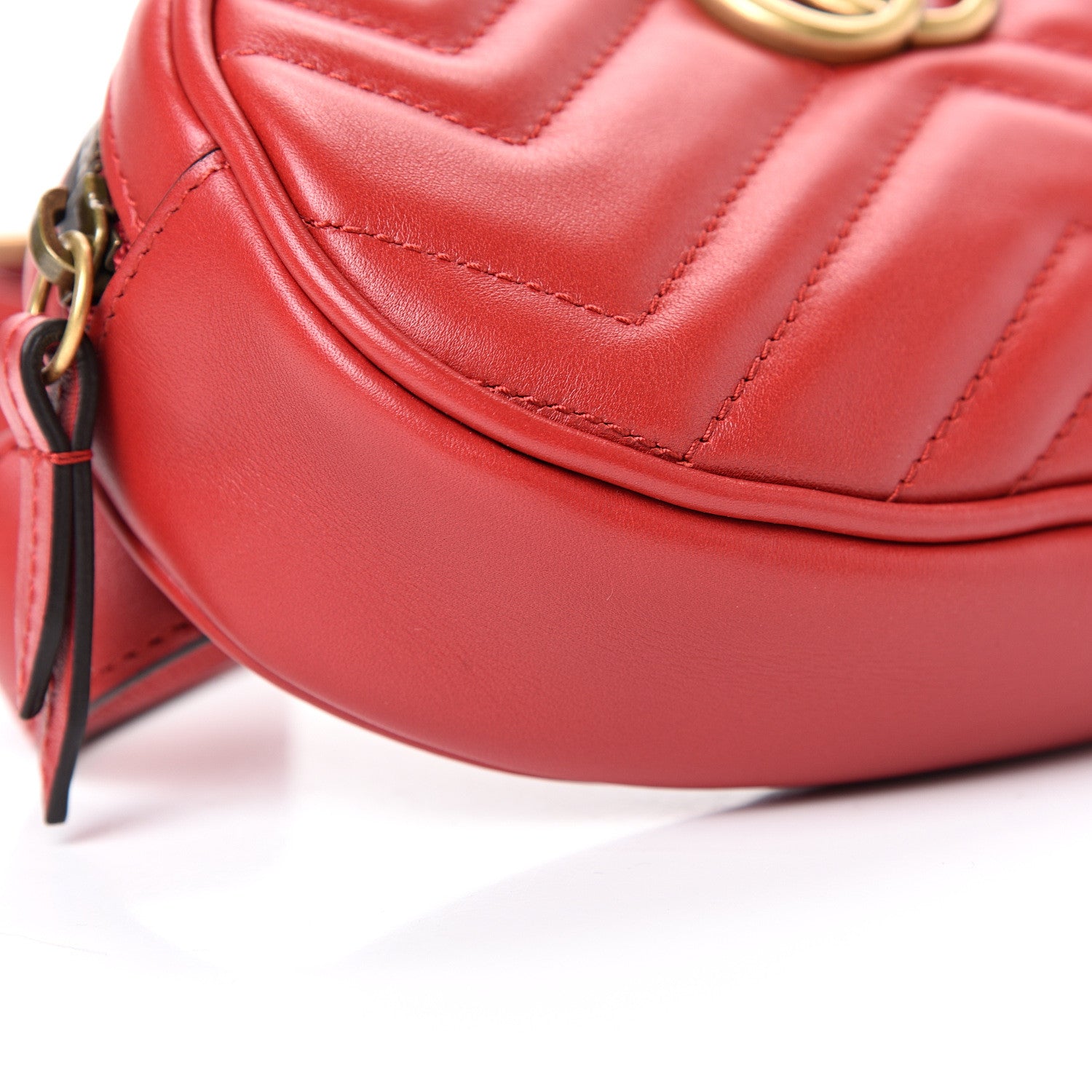 Gucci Calfskin Matelasse GG Marmont Belt Bag 95 38 Hibiscus Red 8 of 11