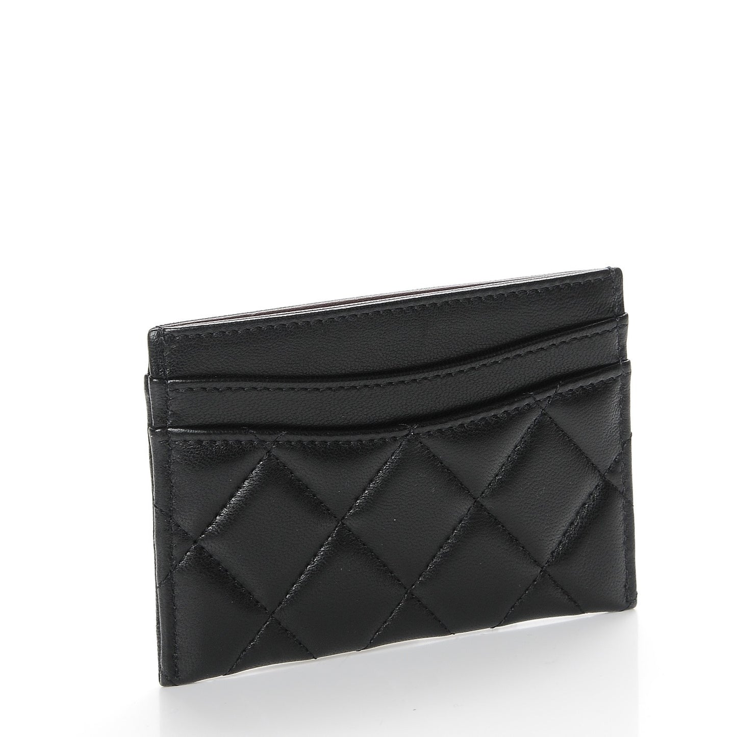 Lambskin Quilted Card Holder Black