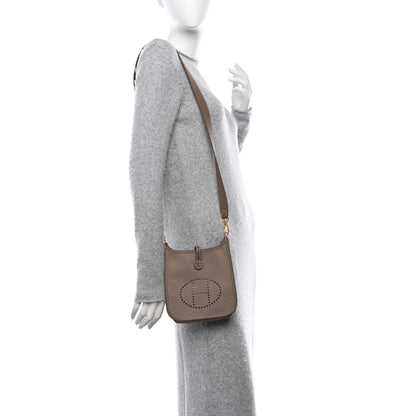Hermes Veau Grizzly Taurillon Clemence Evelyne TPM Gris Caillou Etoupe 2 of 11