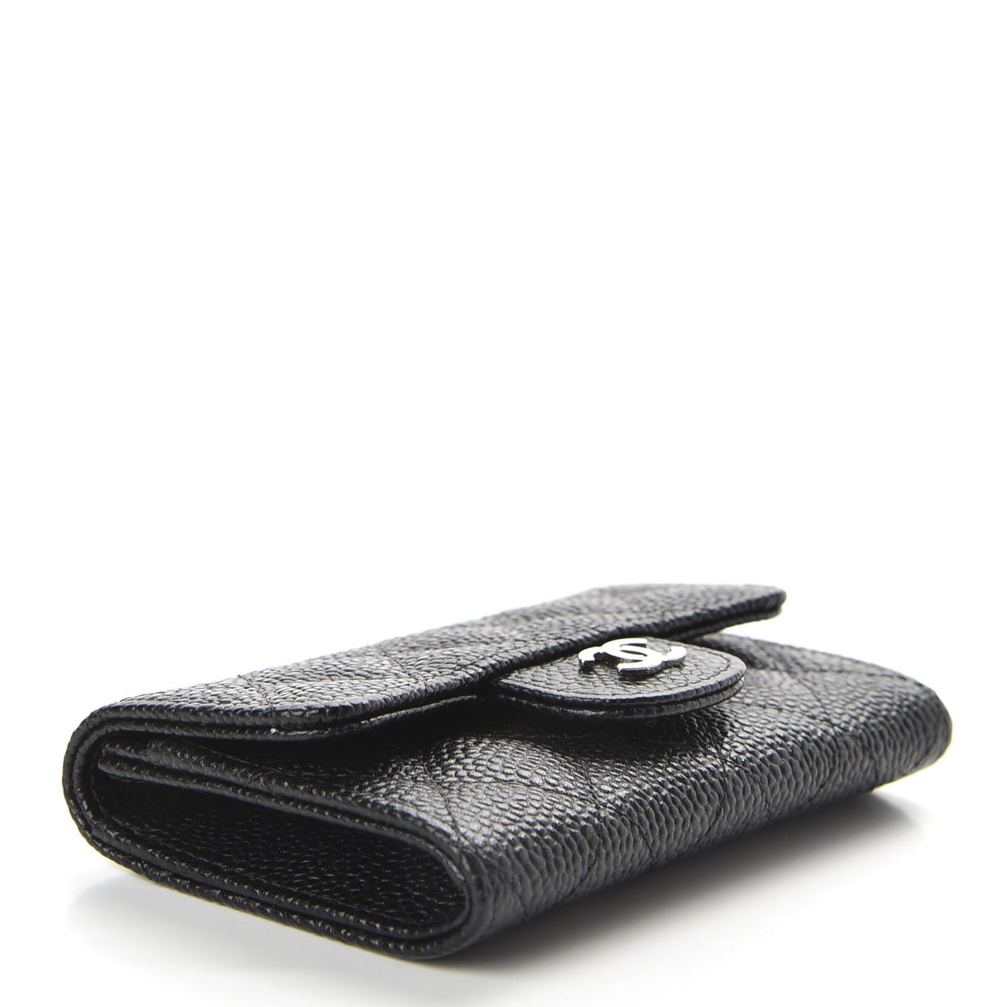 Caviar Quilted Flap Card Holder Black