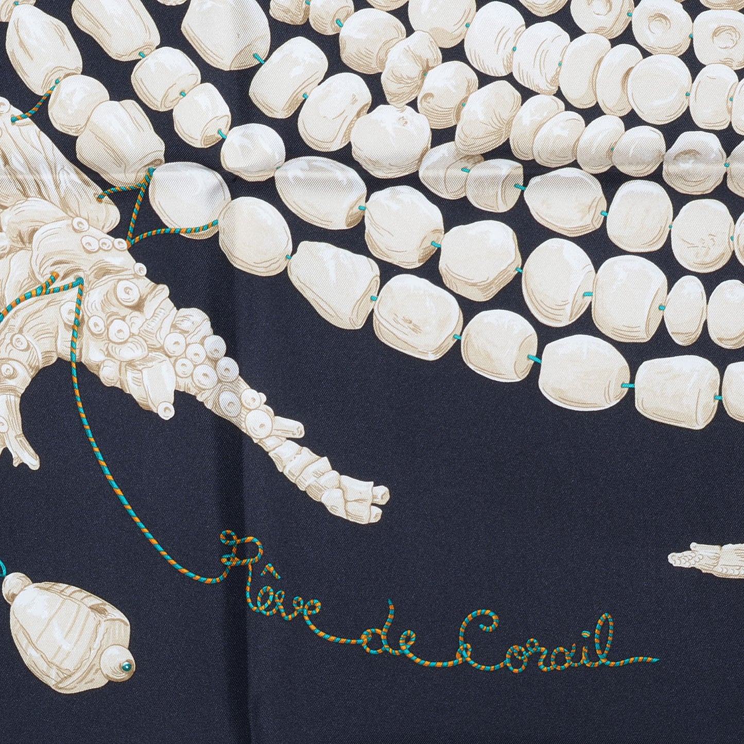 Silk Reve de Corail Scarf 90 Noir Sable Canard