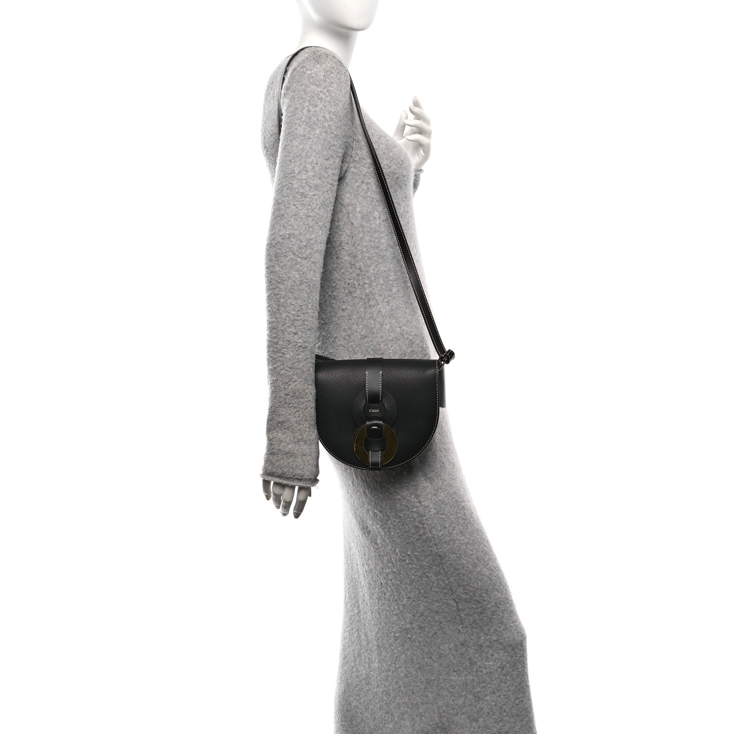 Chloe Grained Calfskin Small Darryl Saddle Crossbody Bag Black 2 of 9