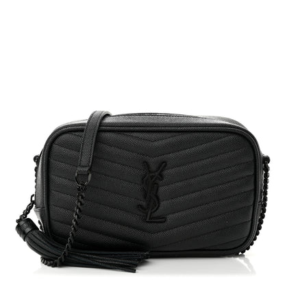 Saint Laurent Grain De Poudre Matelasse Monochrome Monogram Mini Lou Camera Bag Black 1 of 11
