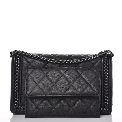 Chanel Calfskin Quilted Chain Around Boy Wallet On Removable Chain WOC Black 9 of 10