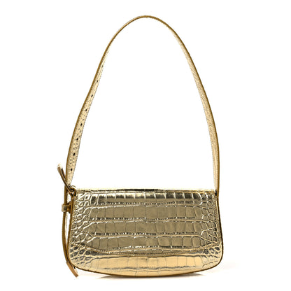 Balenciaga Metallic Calfskin Crocodile Embossed Ghost Sling Bag Gold 1 of 9