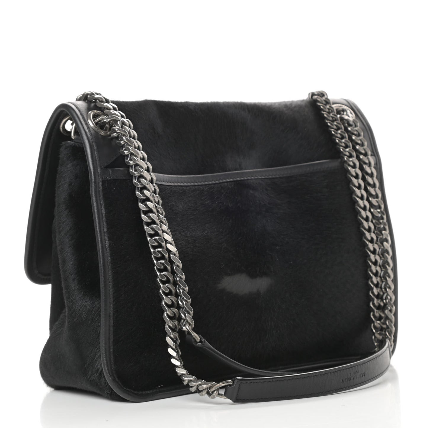 Calf Hair Matelasse Monogram Medium Niki Chain Satchel Black