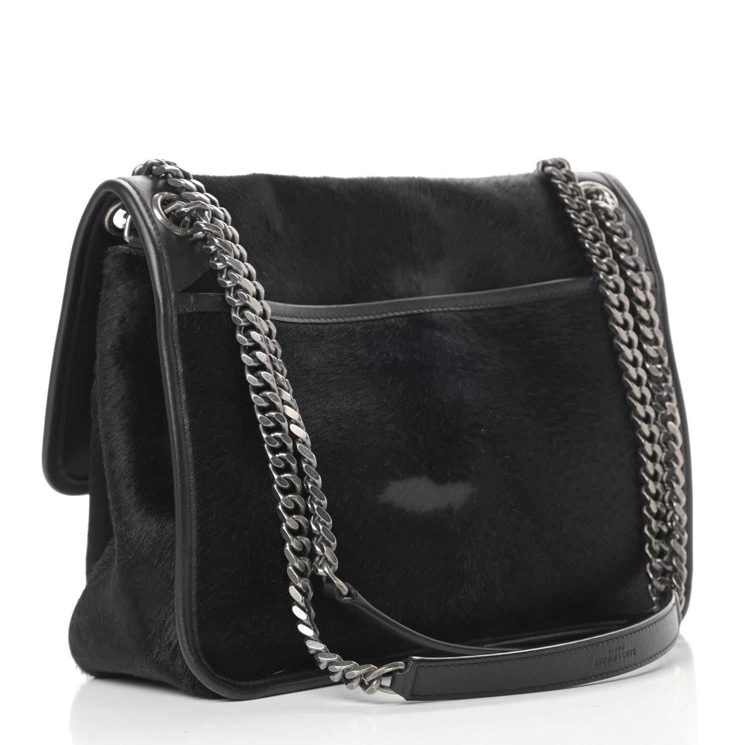 Saint Laurent Calf Hair Matelasse Monogram Medium Niki Chain Satchel Black 3 of 12
