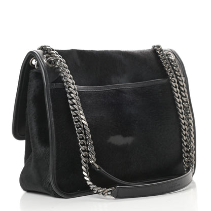 Saint Laurent Calf Hair Matelasse Monogram Medium Niki Chain Satchel Black 3 of 12
