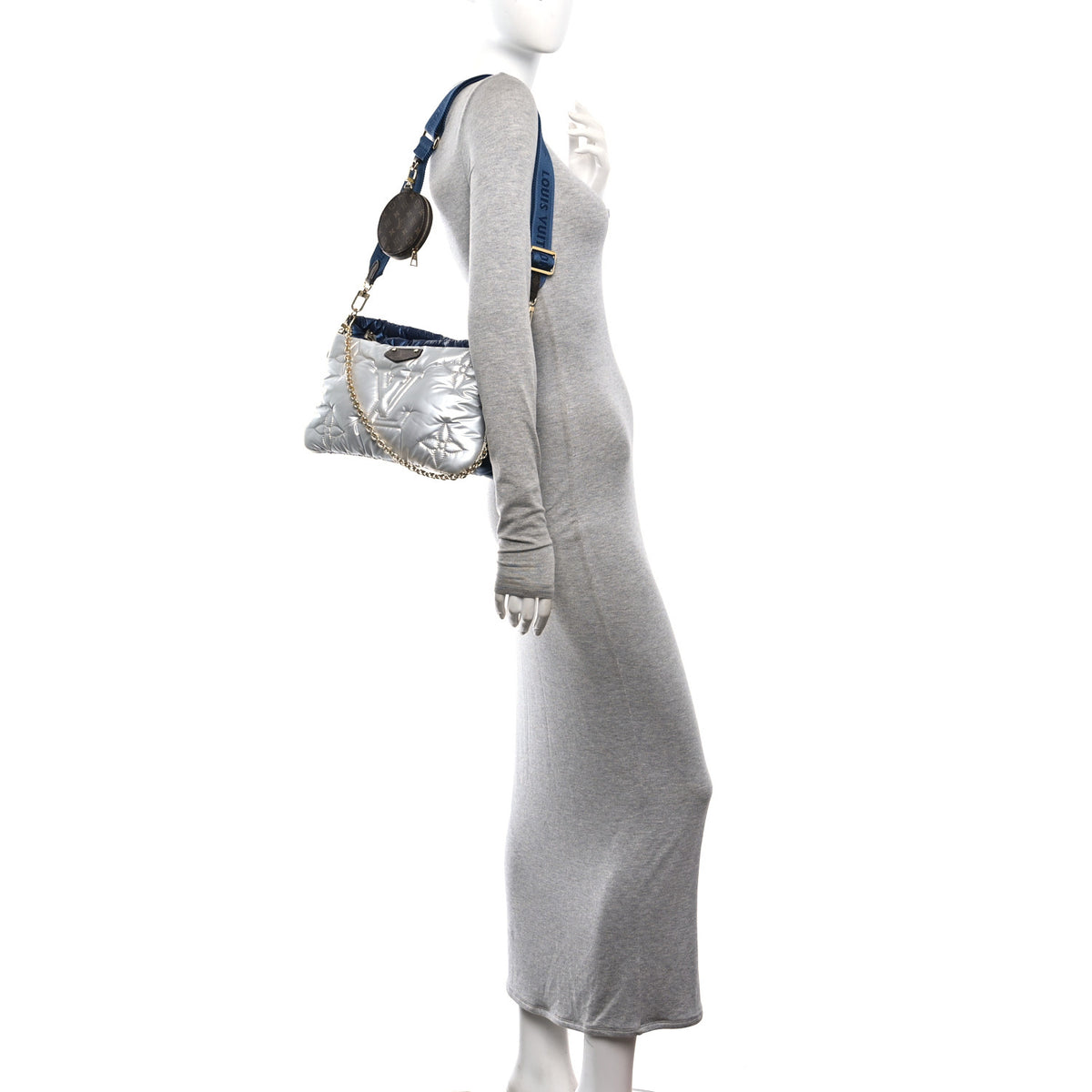 Econyl Monogram Pillow Maxi Multi Pochette Accessories Navy Silver