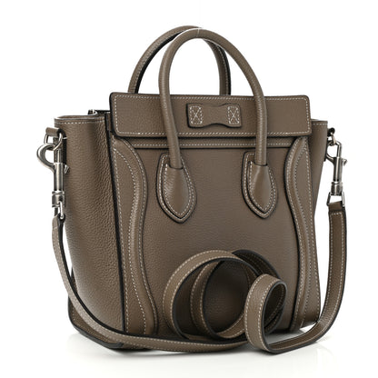 Celine Drummed Calfskin Nano Luggage Souris 3 of 12