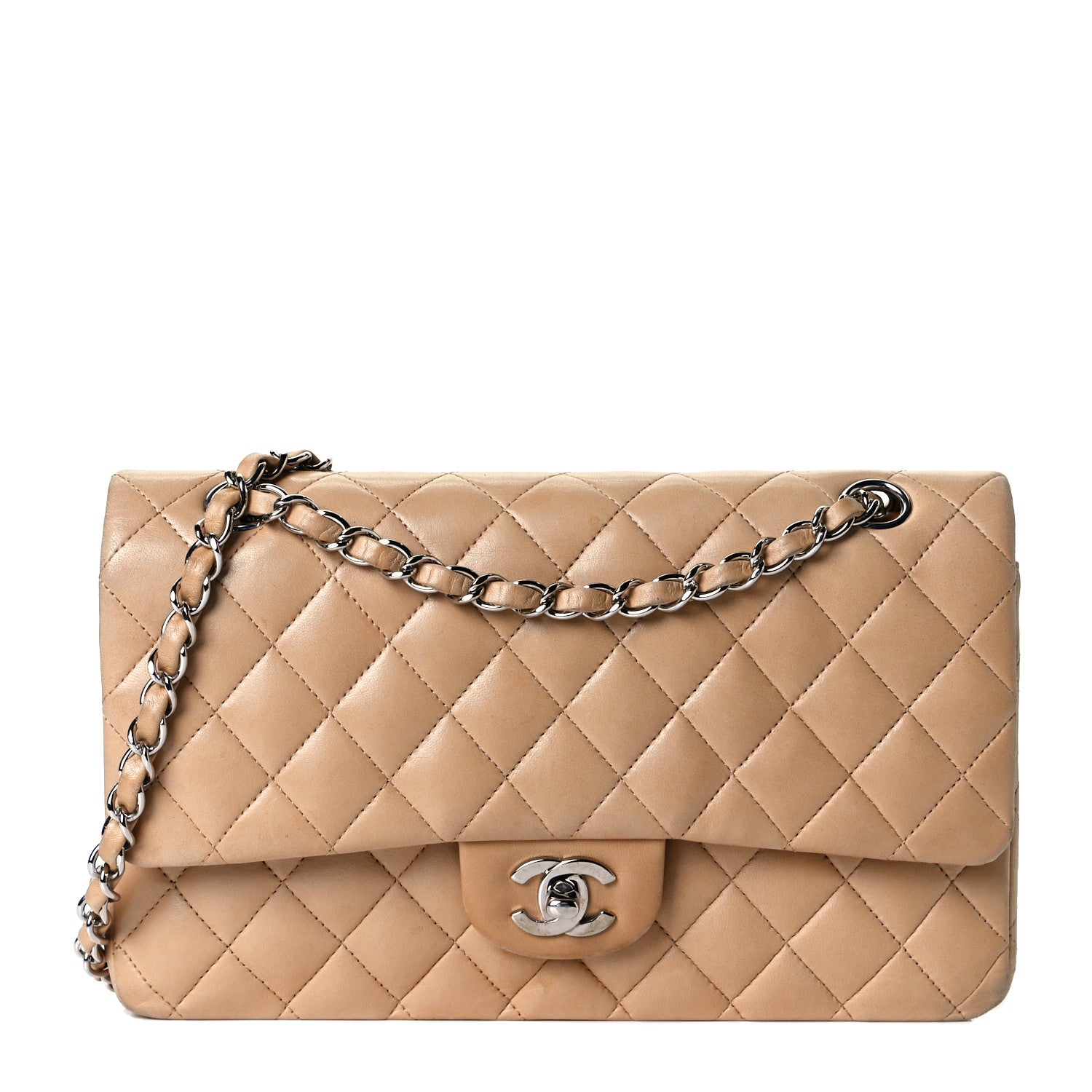 Chanel Lambskin Quilted Medium Double Flap Beige 1 of 10