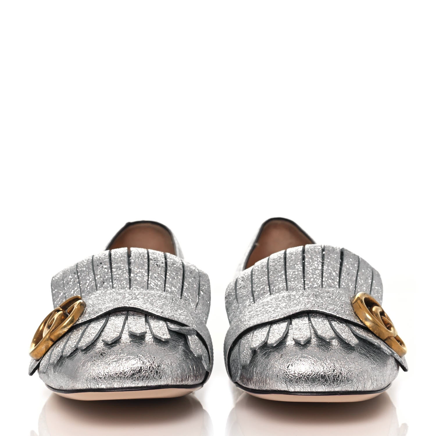 Gucci Galassia GG Marmont Fringe Flats 39 Argento 2 of 9
