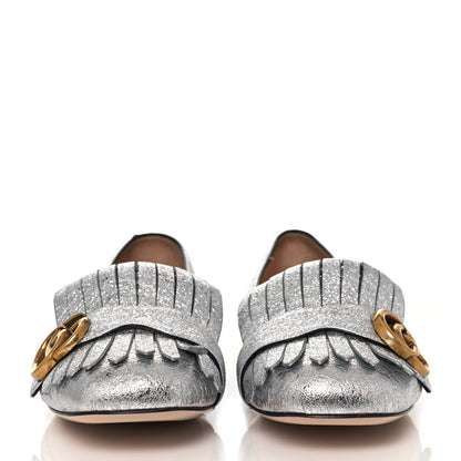 Gucci Galassia GG Marmont Fringe Flats 39 Argento 2 of 9