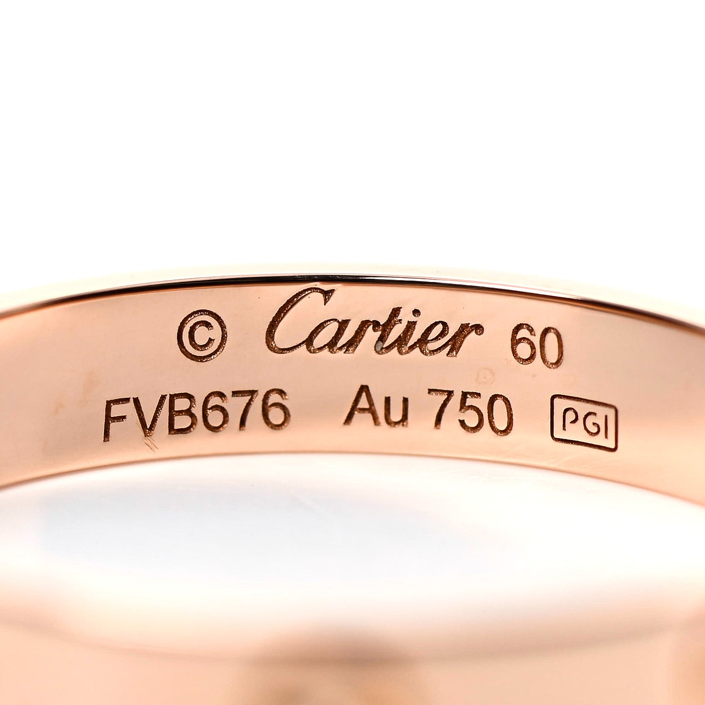 18K Pink Gold 3.5mm LOVE Wedding Band Ring 60 9