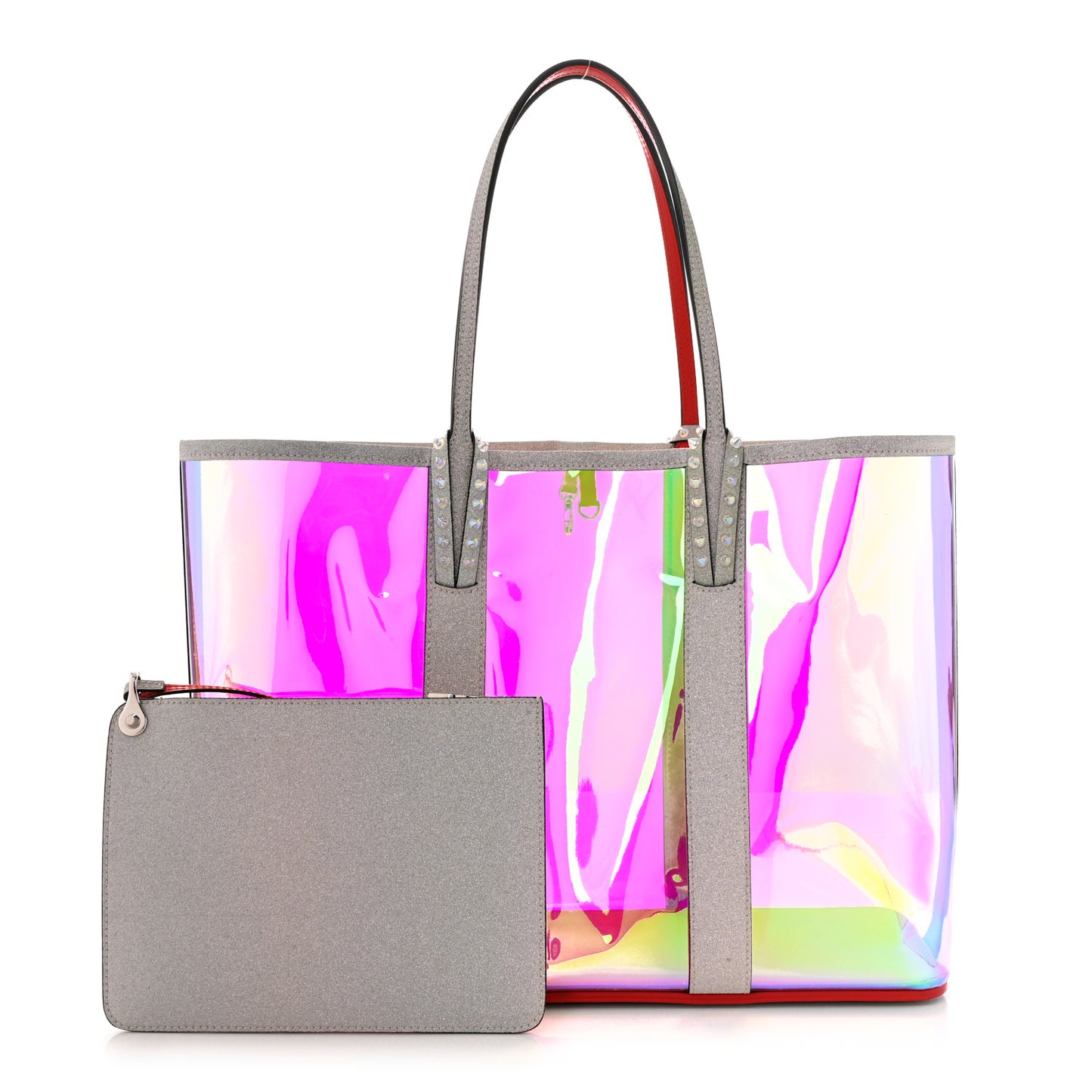 PVC Spikes East West Cabata Tote Silver