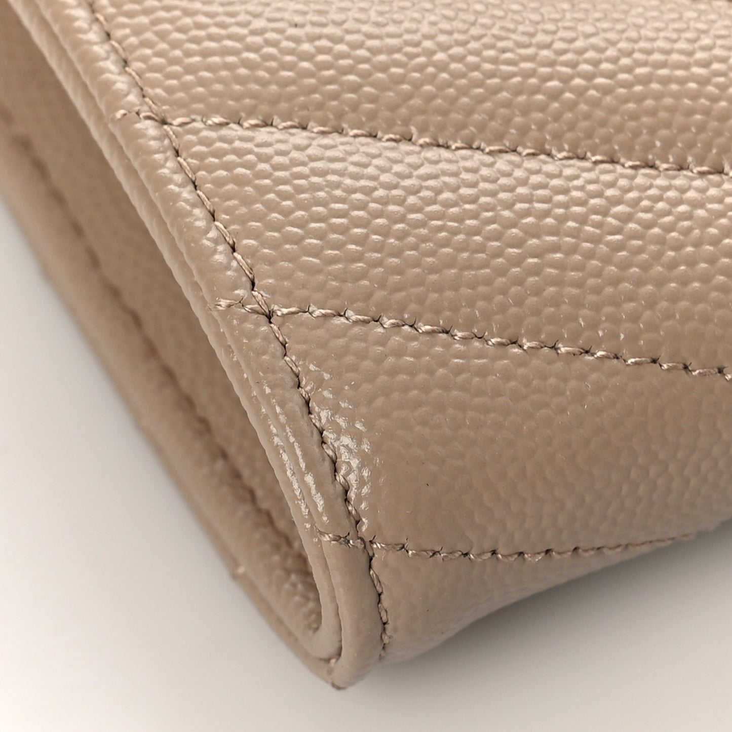 Grain De Poudre Matelasse Chevron Monogram Flap Wallet Dark Beige