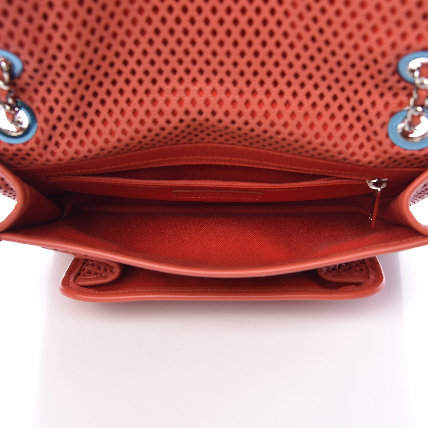 Perforated Calfskin Small Up In The Air Flap Red
