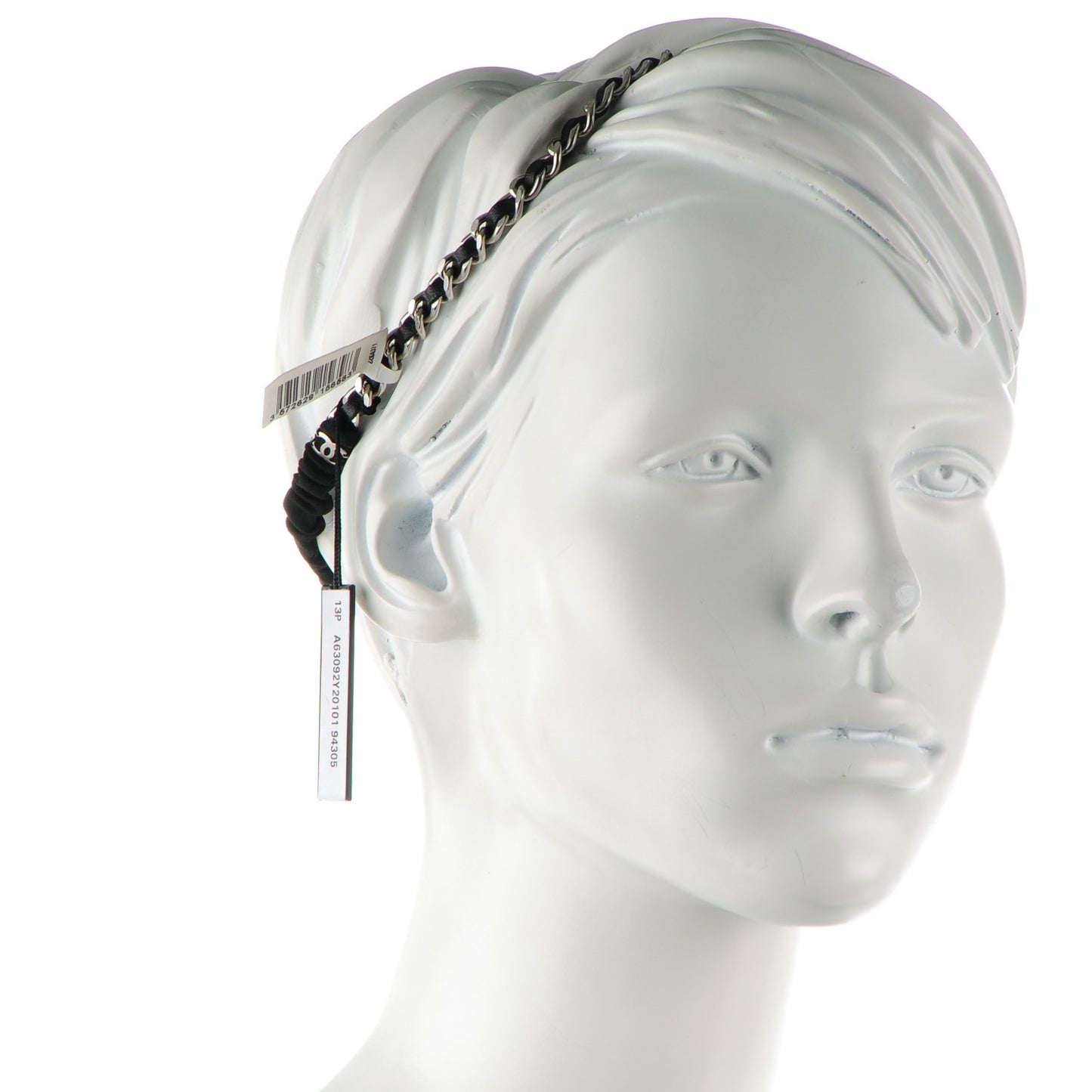 Lambskin Chain CC Headband Black Silver