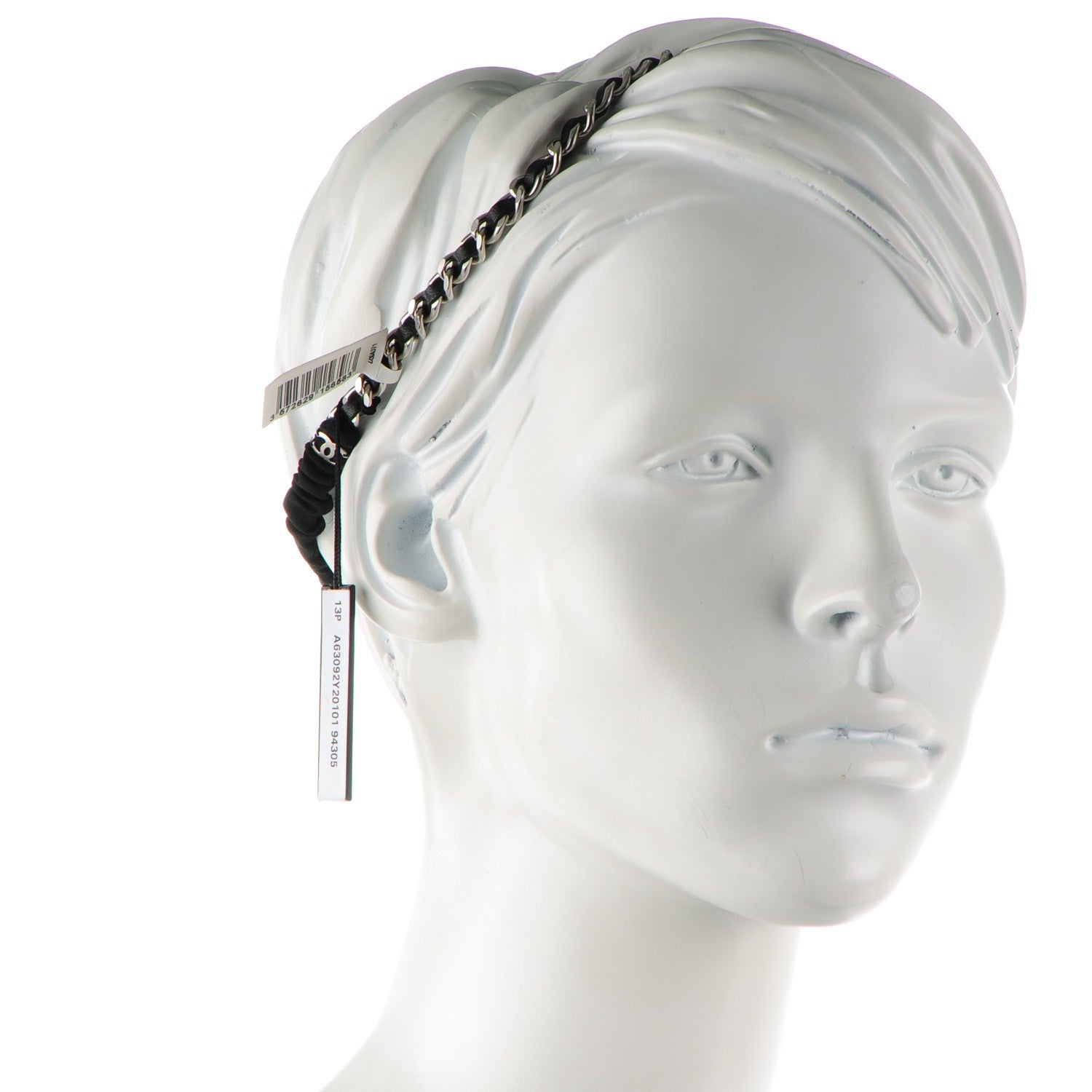 Chanel Lambskin Chain CC Headband Black Silver 2 of 4