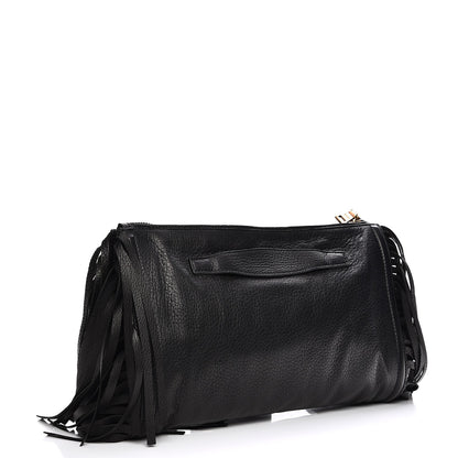 Prada Cervo Deerskin Fringe Clutch Nero Black 3 of 10