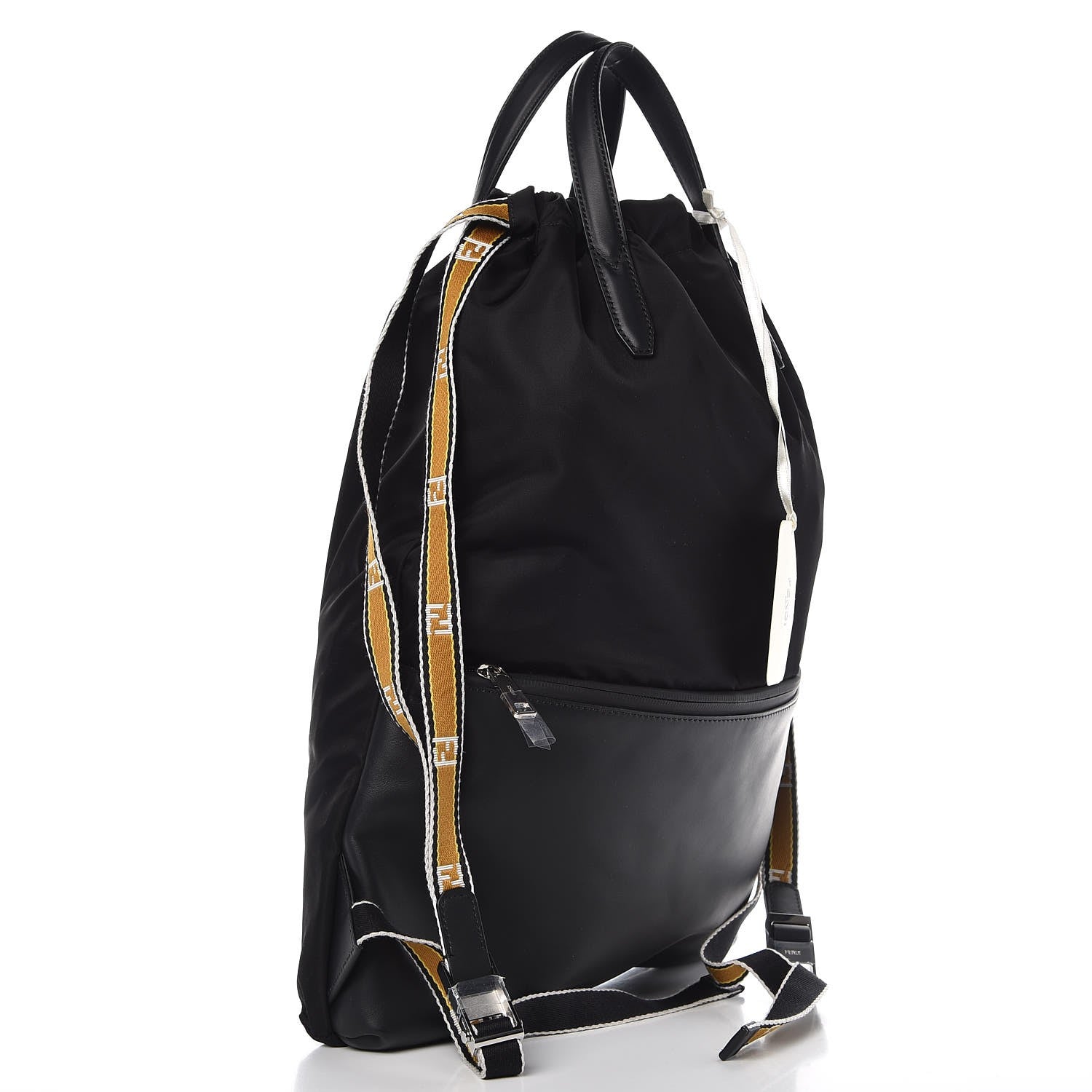 Fendi Nylon Vitello Drawstring Backpack Black 3 of 7