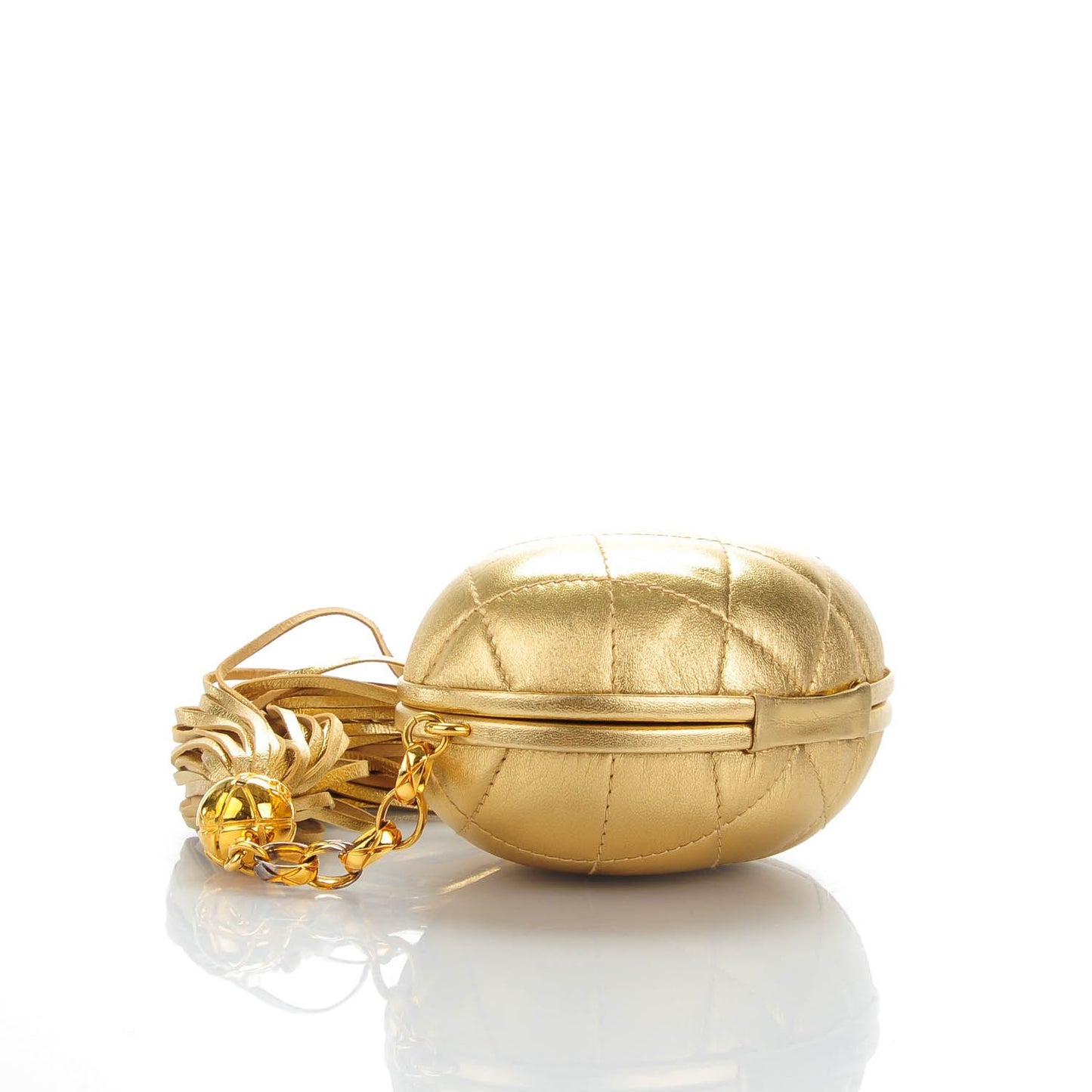 Lambskin Quilted Tassel Clutch Bag Gold