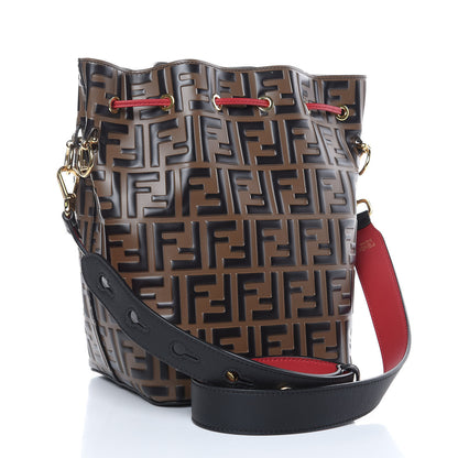 Fendi Vitello Grace F is Fendi Bi-Color FF 1974 Embossed Grande Mon Tresor Bucket Bag Maya Black Fragola 3 of 9