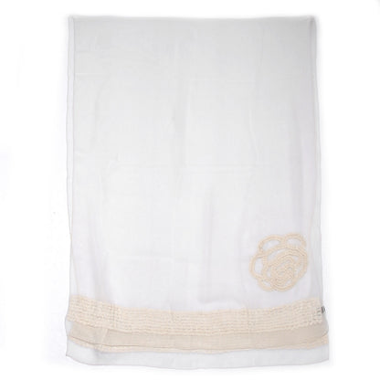 Chanel Silk Camellia Scarf White Cream 3 of 5