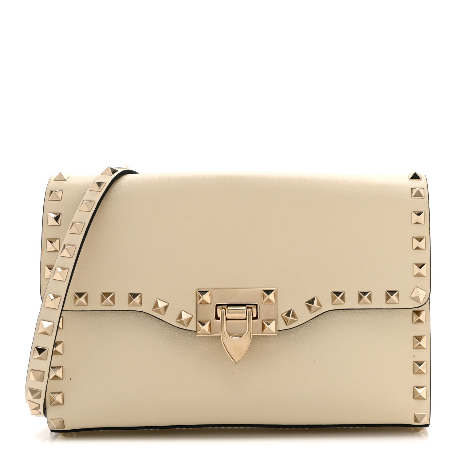 Valentino Garavani Vitello Medium Rockstud Flip Lock Crossbody Bag Light Ivory 1 of 10