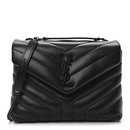 Saint Laurent Calfskin Y Quilted Monogram Monochrome Small Loulou Chain Satchel Black 1 of 11