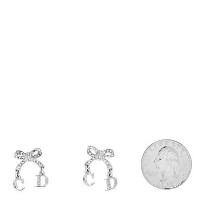 Christian Dior Crystal Bow Earrings Silver 2 of 5