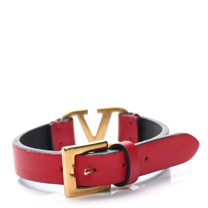 Valentino Garavani Calfskin VLogo Bracelet Red 3 of 5