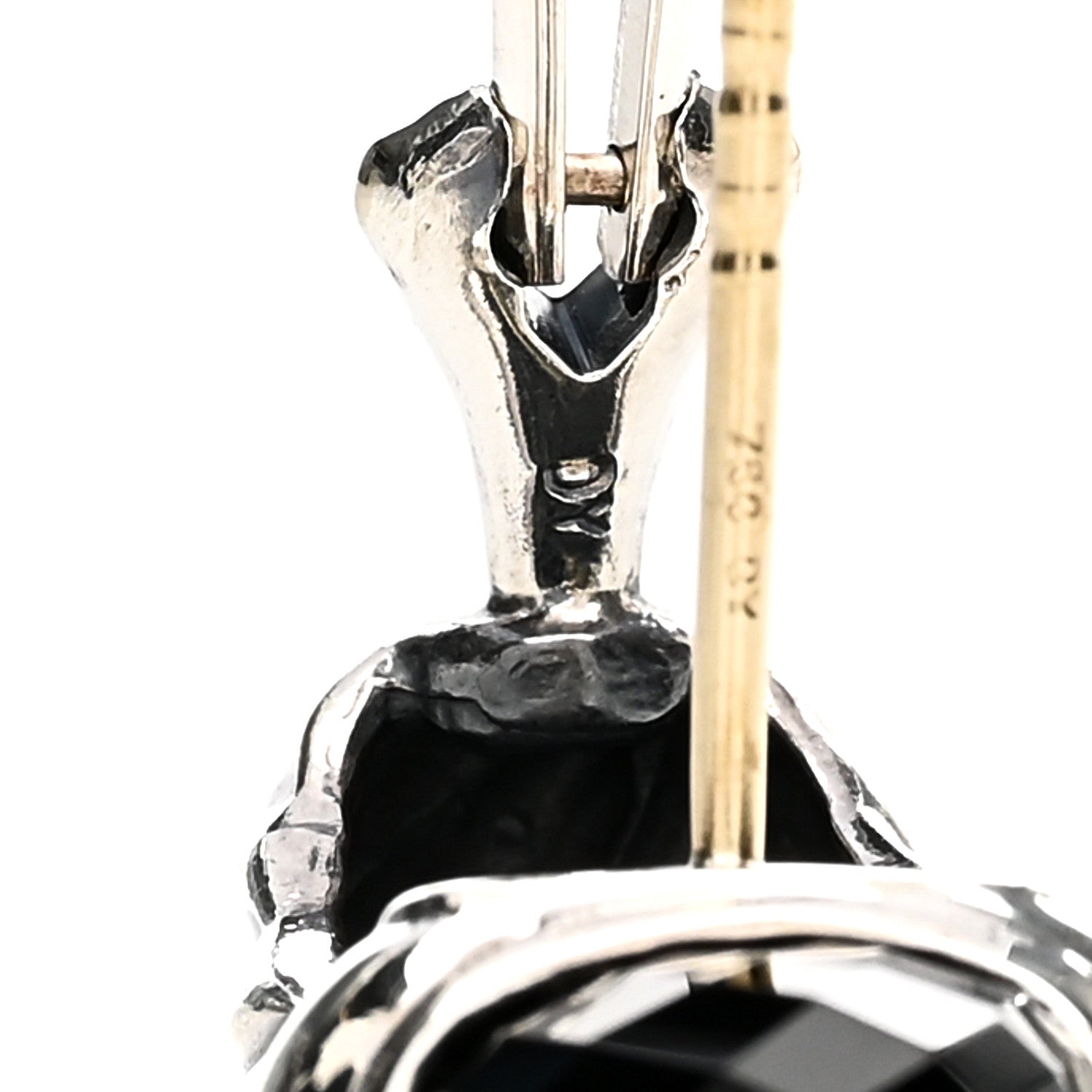 David Yurman Sterling Silver 14K Yellow Gold Black Onyx Capri Shrimp Earrings 4 of 5