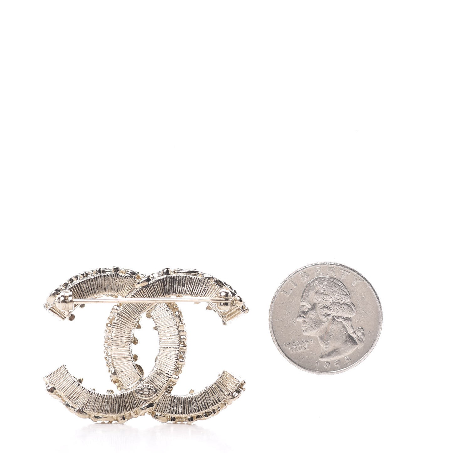 Enamel CC Baroque Brooch Beige Gold